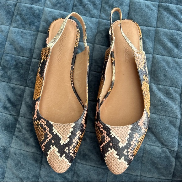 Madewell Margo Snakeprint Slingback Flats - Picture 1 of 7